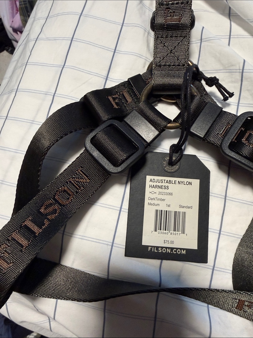 Filson Dark Timber Adjustable Nylon Harness with Contrasting Stitching